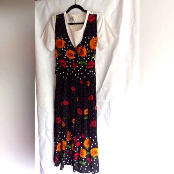 Vintage Dresses & Skirts - Vintage Rose and Sunflower midi dress